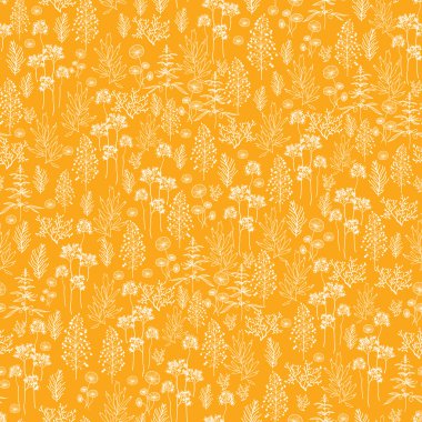 Altın çiçekler ve bitkiler Dikişsiz desen arka plan