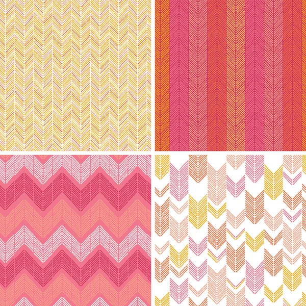 Set of four textile argyle seamless patterns backgrounds — Stock Vector