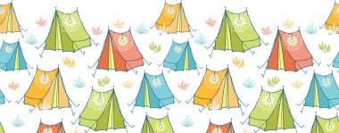 kamp çadır yatay Dikişsiz desen arka plan sınırı