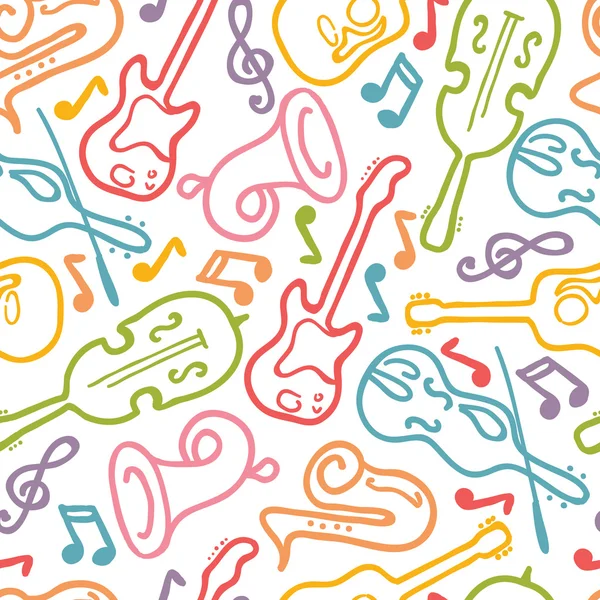 Musical instruments seamless pattern background — Stock Vector