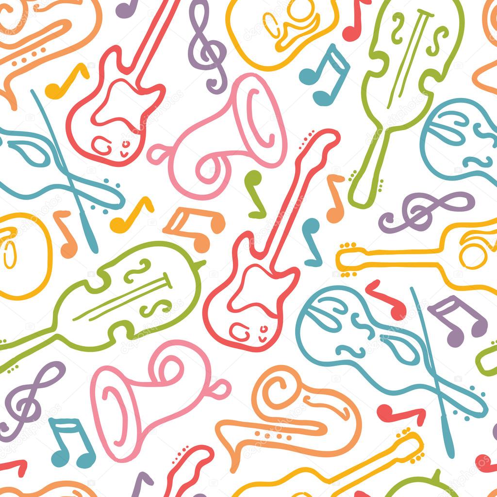 Musical instruments seamless pattern background