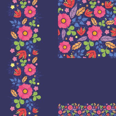 yaz gecesi bitkiler Dikişsiz desen ve Kenarlıklar