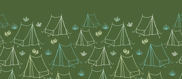 Camping horizontal sans couture motif bordure arrière-plan — Image vectorielle