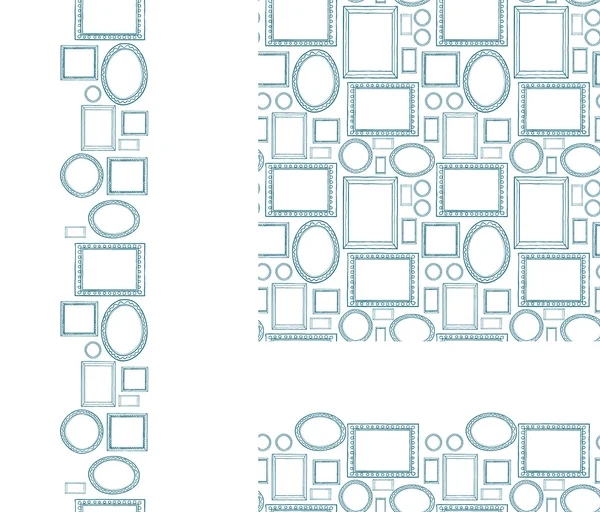 Dizi boş resim çerçeveleri Dikişsiz desen ve Kenarlıklar — Stok Vektör