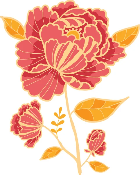 Elemento de diseño de flor dorada y roja — Archivo Imágenes Vectoriales