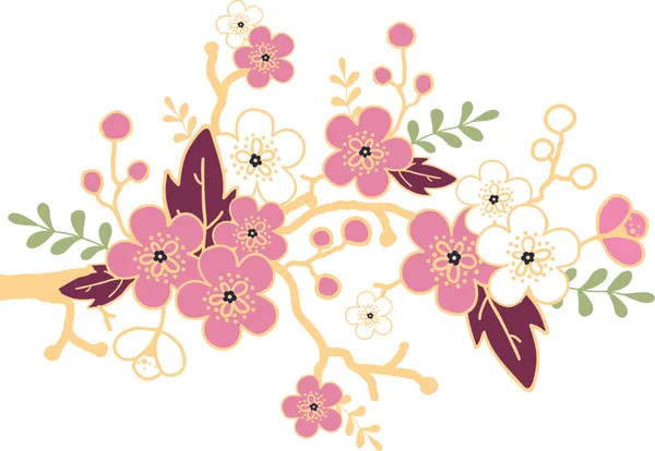 Sakura blossoming branch design element — Stock Vector