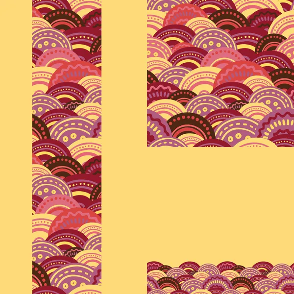 Ensemble de vagues motif sans couture et bords arrière-plans — Image vectorielle