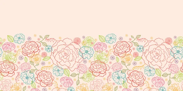 粉红色玫瑰水平无缝图案背景边框 — 图库矢量图片