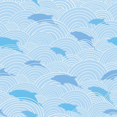 dolphines dalgalar Dikişsiz desen arka plan arasında