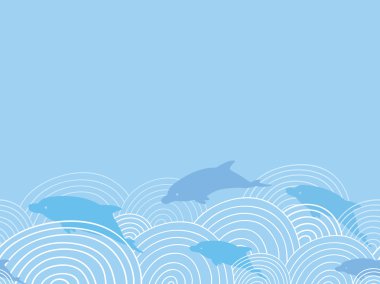 dolphines dalgalar yatay Dikişsiz desen arka plan arasında