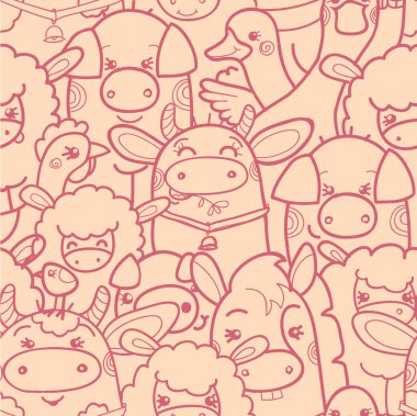 Cute farm animals seamless pattern background clipart