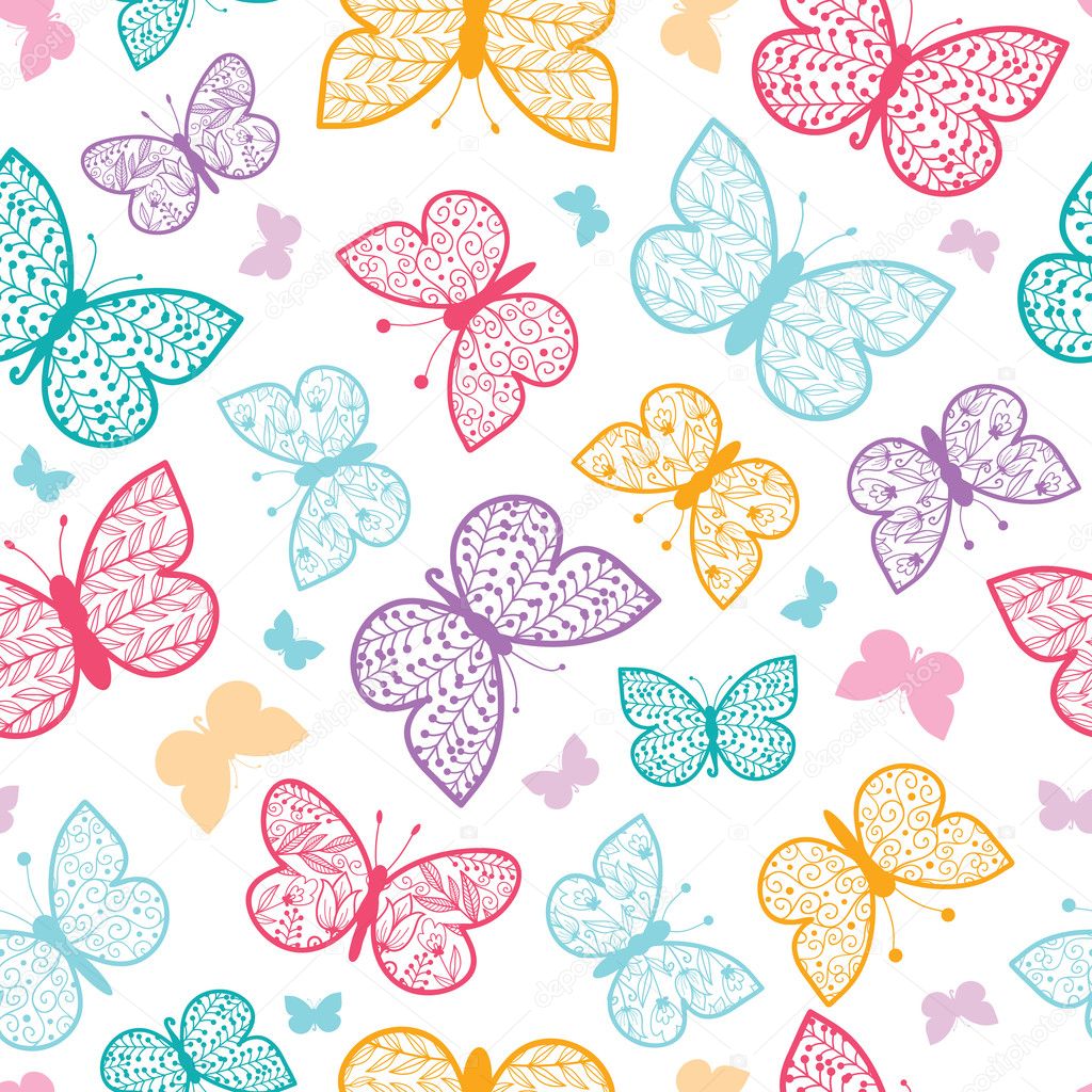 Floral butterflies vector seamless pattern background