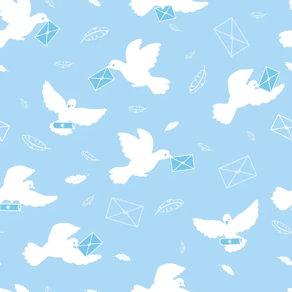 Courrier pigeons vecteur sans couture fond de motif — Image vectorielle