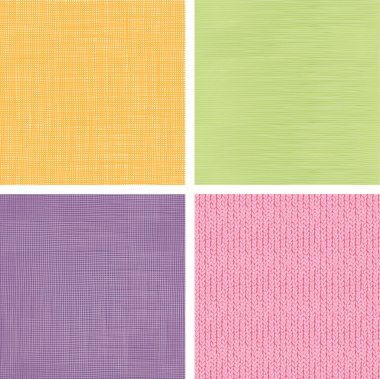 Set of four textile fabric textures seamless patterns backgrounds clipart
