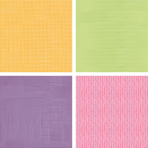 Set of four textile fabric textures seamless patterns backgrounds