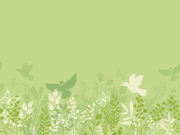 Vert nature horizontale sans couture motif fond bordure — Image vectorielle