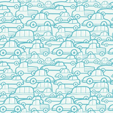 Doodle arabalar Dikişsiz desen arka plan