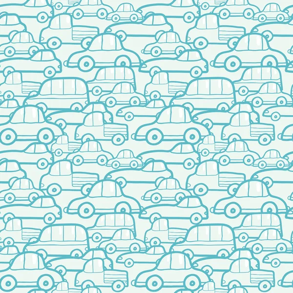 Doodle Autos nahtlose Muster Hintergrund — Stockvektor