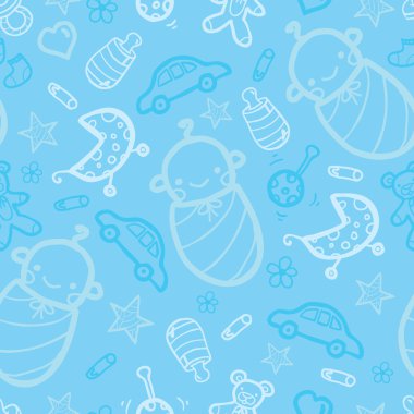 Baby boy blue seamless pattern background
