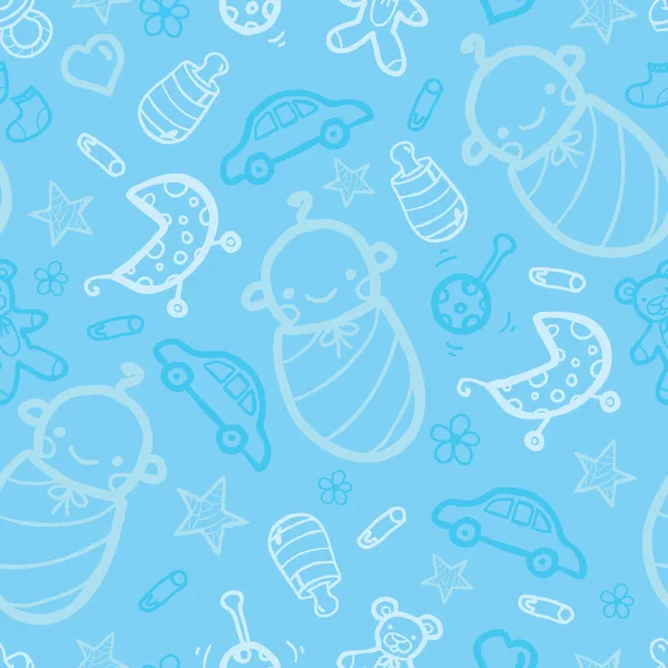 Baby boy blue seamless pattern background — Stok Vektör