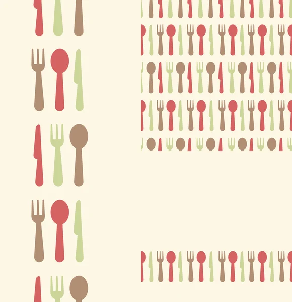 Set of three utensils seamless patterns and borders backgrounds — Stock Vector