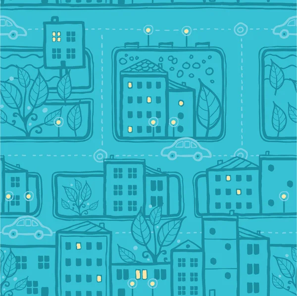 City streets seamless pattern background — Stock Vector