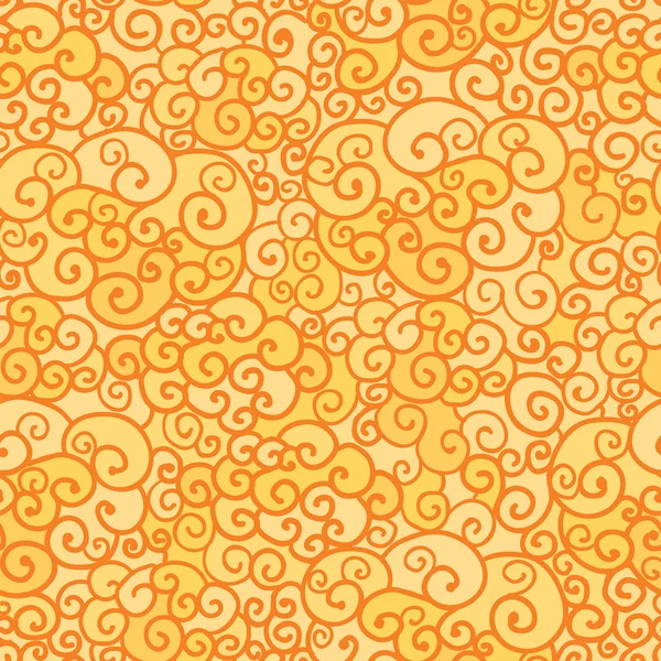 Golden absract fire swirls seamless pattern background — Stock Vector