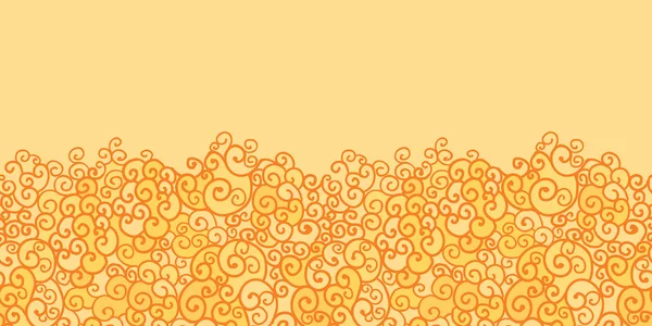 Golden absract fire swirls horizontal seamless pattern border — Stock Vector