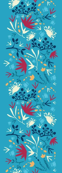 Painted abstract flowers and plants vertical seamless pattern — Stock Vector