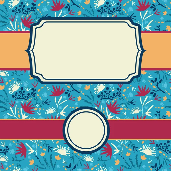 Set of frames with abstract painted flowers seamless pattern background — Stock Vector