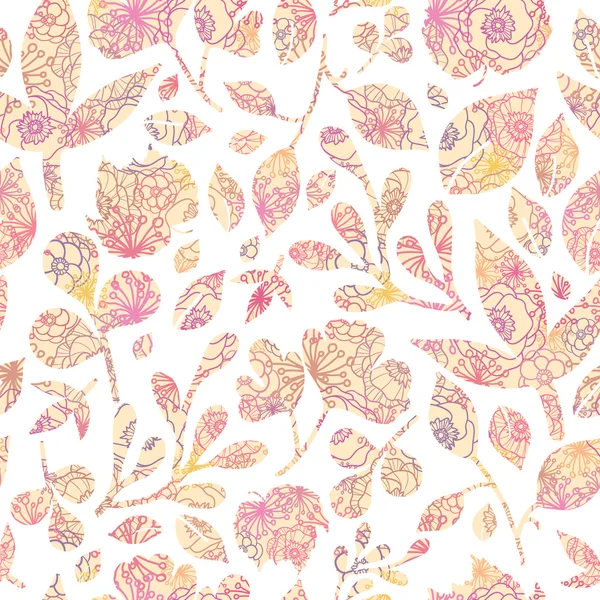 Textured pastel Leaves Seamless Pattern background — Stock Vector