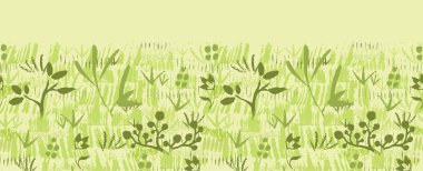 yeşil bitkiler yatay Dikişsiz desen arka plan boya dokulu