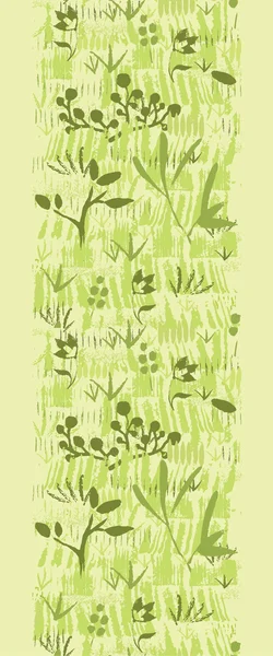 織り目加工の緑植物の垂直のシームレスなパターンの背景を描画します。 — ストックベクタ