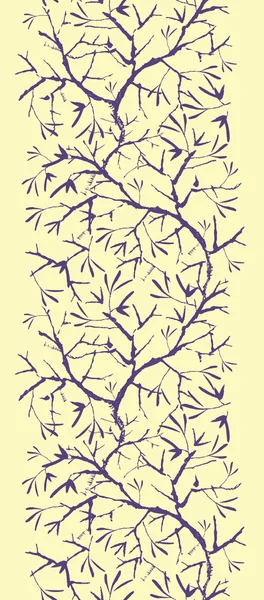 Árbol pintado brunches vertical sin costura patrón de fondo — Vector de stock