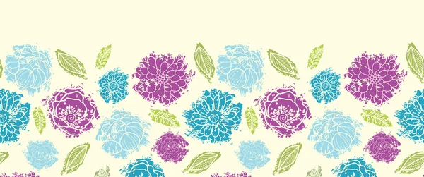 Текстурований пофарбований квітка горизонтальний безшовний візерунок фон — стоковий вектор