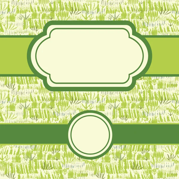 Set of frames with painting of green grass seamless pattern — Stock Vector
