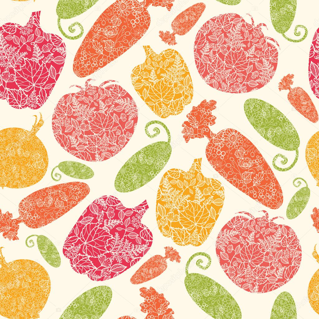 Textured vegetables seamless pattern background