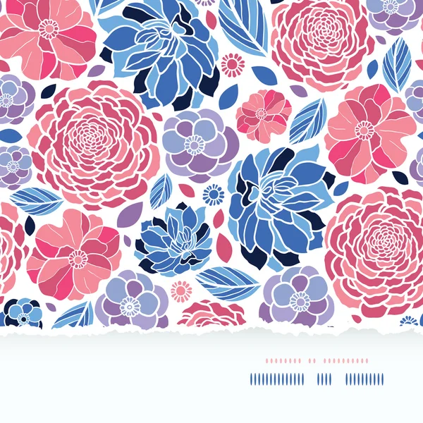 Sommer Blumen gerissen Papier horizontal nahtlosen Hintergrund — Stockvektor