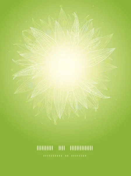 Hojas mágicas verdes sunburst vertical temaplate fondo — Vector de stock