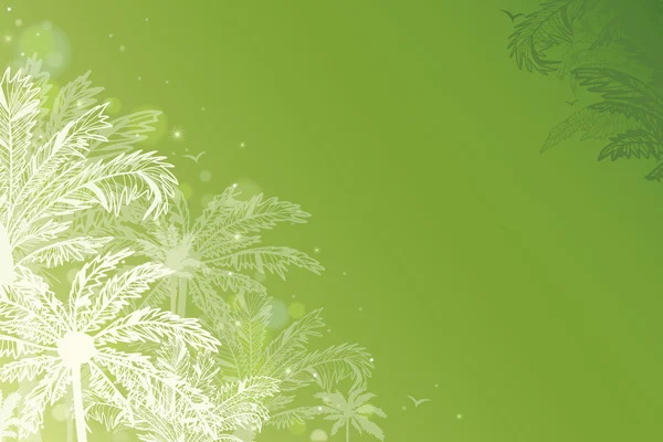 Verde palmeras brillantes fondo horizontal — Vector de stock