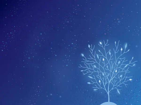 Árbol brillante en el fondo horizontal de la noche — Vector de stock