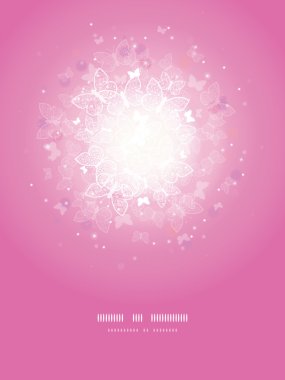 büyülü pembe kelebekler sunburst dikey şablon arka plan