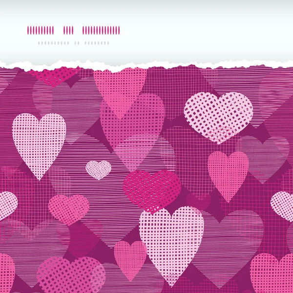 Fabric hearts romantic torn horizontal seamless background — Stock Vector