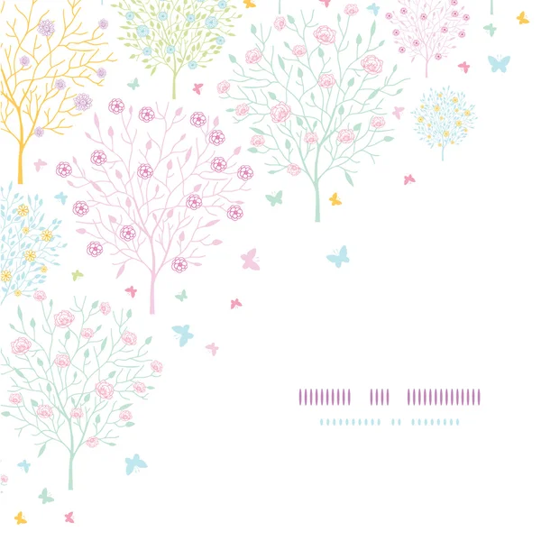 Modèle d'angle d'arbres en fleurs fond sans couture — Image vectorielle