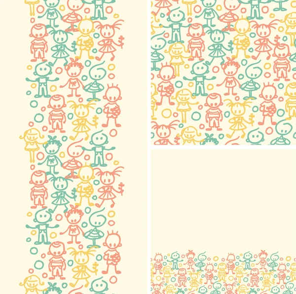 Doodle happy children seamless pattern background — Stock Vector