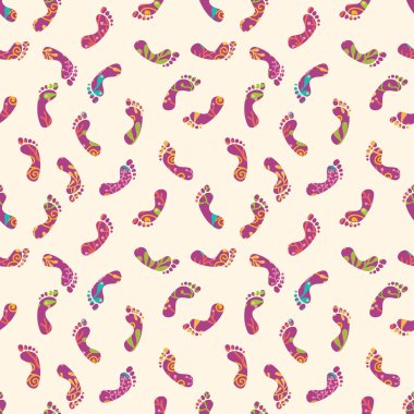 Dikişsiz desen arka planı renkli ayak basar