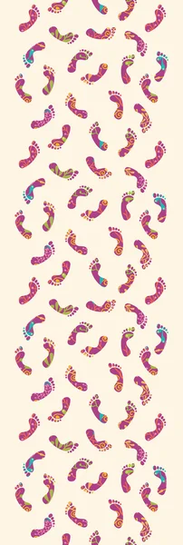 Colorful foot prints vertical seamless pattern background — Stock Vector