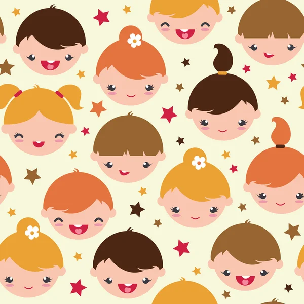 Smiling children seamless pattern background — Stock Vector