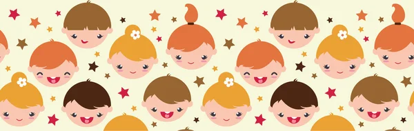 Smiling children horizontal seamless pattern background — Stock Vector