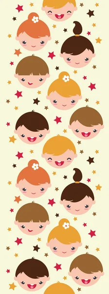 Smiling children vertical seamless pattern background — Stock Vector